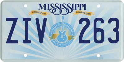 MS license plate ZIV263