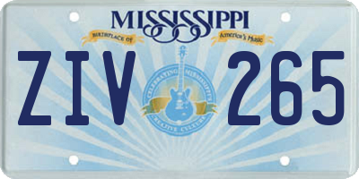 MS license plate ZIV265