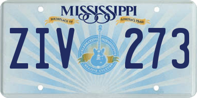 MS license plate ZIV273