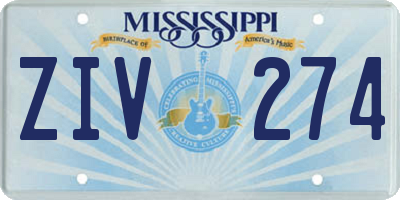 MS license plate ZIV274