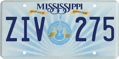 MS license plate ZIV275