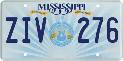 MS license plate ZIV276