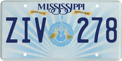 MS license plate ZIV278