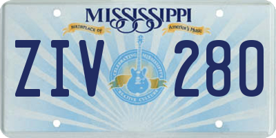 MS license plate ZIV280