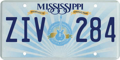 MS license plate ZIV284