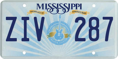 MS license plate ZIV287