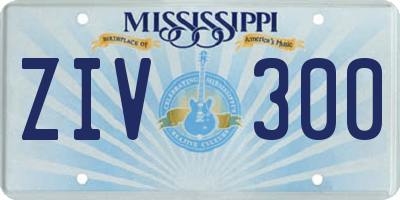 MS license plate ZIV300