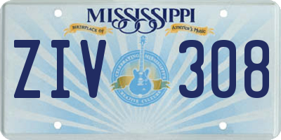 MS license plate ZIV308