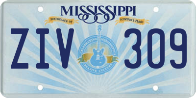 MS license plate ZIV309