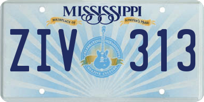 MS license plate ZIV313