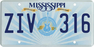 MS license plate ZIV316