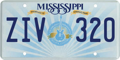 MS license plate ZIV320