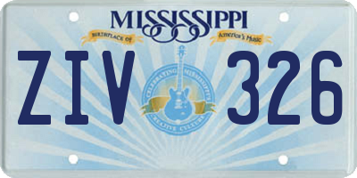 MS license plate ZIV326