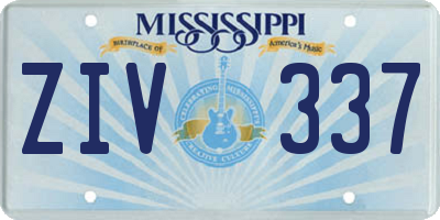 MS license plate ZIV337