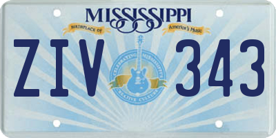 MS license plate ZIV343