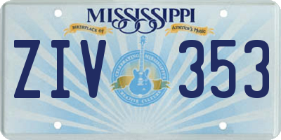 MS license plate ZIV353