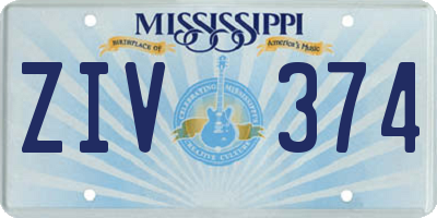 MS license plate ZIV374