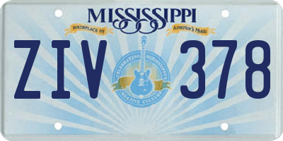 MS license plate ZIV378