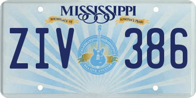 MS license plate ZIV386