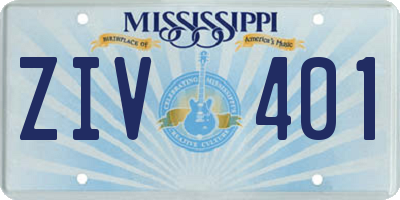 MS license plate ZIV401