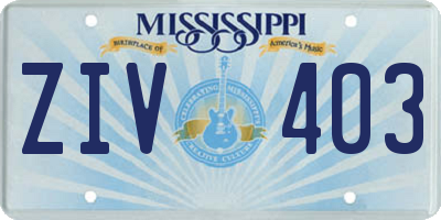 MS license plate ZIV403