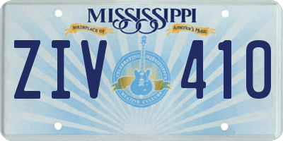 MS license plate ZIV410