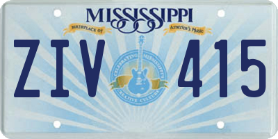 MS license plate ZIV415