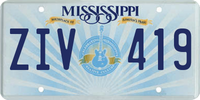 MS license plate ZIV419