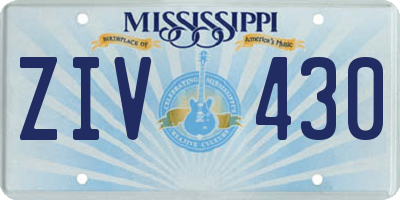 MS license plate ZIV430