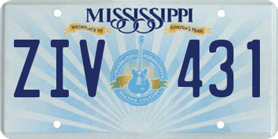 MS license plate ZIV431