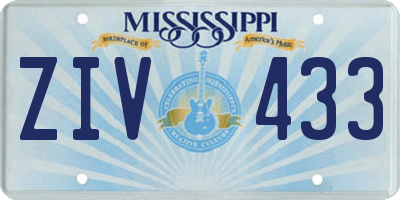 MS license plate ZIV433