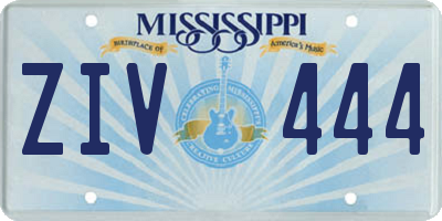 MS license plate ZIV444