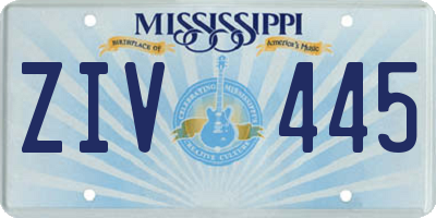 MS license plate ZIV445