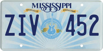 MS license plate ZIV452