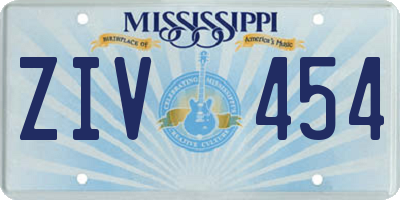MS license plate ZIV454