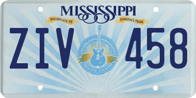 MS license plate ZIV458