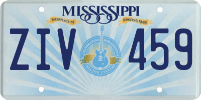 MS license plate ZIV459