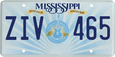 MS license plate ZIV465