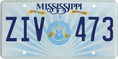 MS license plate ZIV473