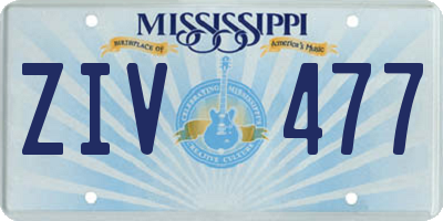 MS license plate ZIV477