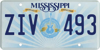 MS license plate ZIV493