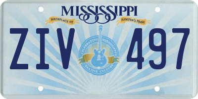 MS license plate ZIV497