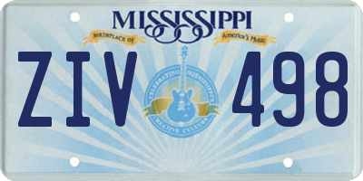 MS license plate ZIV498