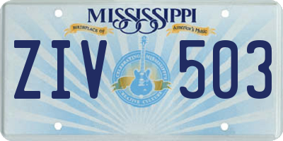 MS license plate ZIV503