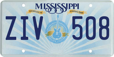 MS license plate ZIV508