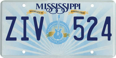 MS license plate ZIV524