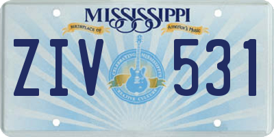 MS license plate ZIV531