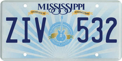 MS license plate ZIV532