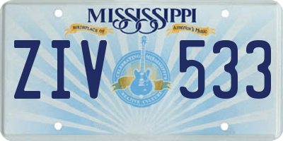 MS license plate ZIV533