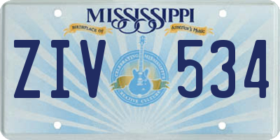 MS license plate ZIV534